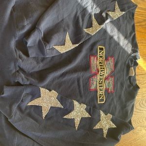 Large previously worn Northwestern “Furst of a Kind” crew neck Navy